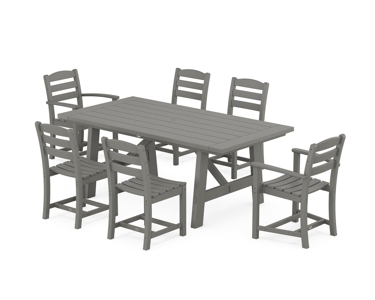 POLYWOOD La Casa Café 7-Piece Rustic Farmhouse Dining Set in Slate Grey