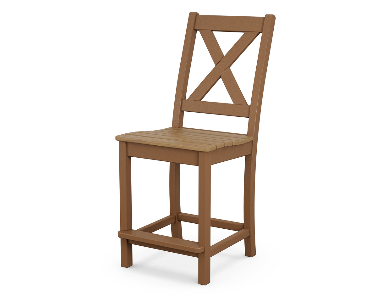 POLYWOOD Braxton Counter Side Chair in Teak / Natural