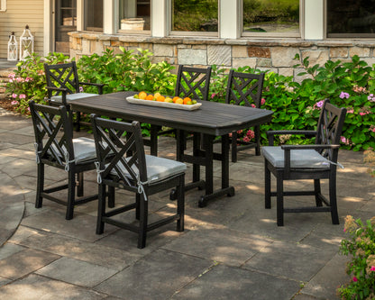 POLYWOOD Chippendale 7-Piece Dining Set in Black in an outdoor setting