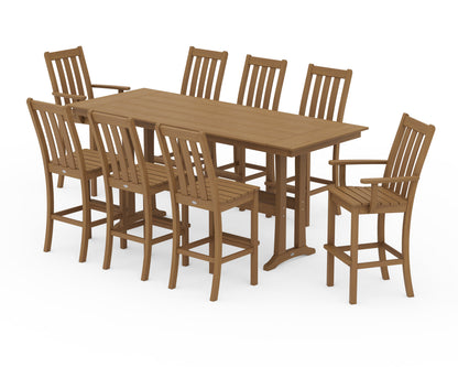 POLYWOOD Vineyard 9-Piece Farmhouse Bar Set with Trestle Legs in Natural