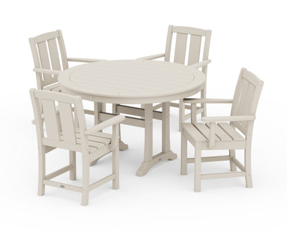 POLYWOOD Mission 5-Piece Round Dining Set with Trestle Legs in Sand