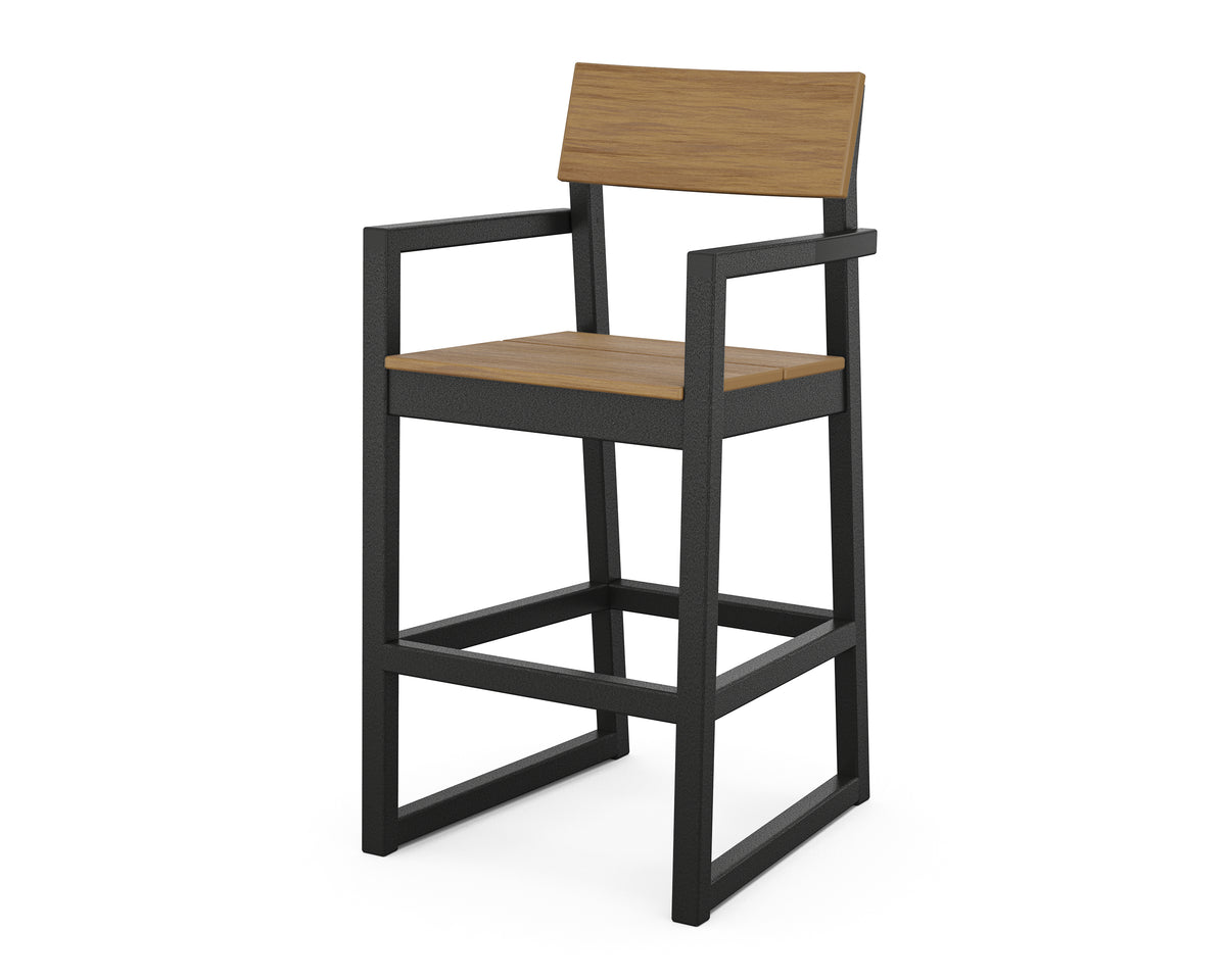 POLYWOOD EDGE Bar Arm Chair in Black / Natural