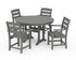 POLYWOOD Lakeside 5-Piece Round Dining Set with Trestle Legs in Slate Grey