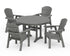 POLYWOOD Seashell 5-Piece Round Dining Set with Trestle Legs in Slate Grey