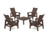 POLYWOOD 5-Piece Modern Grand Upright Adirondack Chair Conversation Group in Mahogany