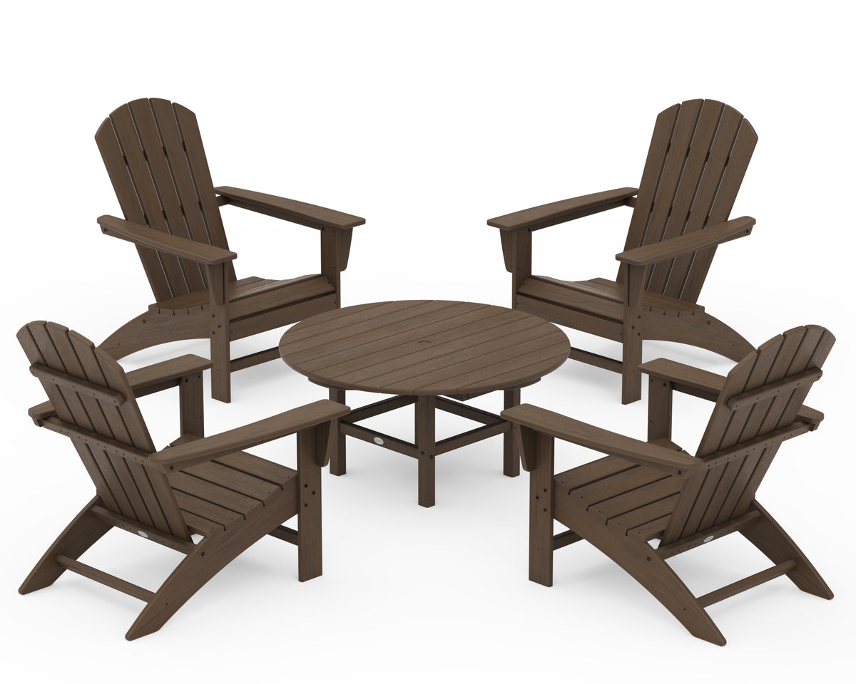POLYWOOD Nautical 5-Piece Adirondack Chair Conversation Set in Kona