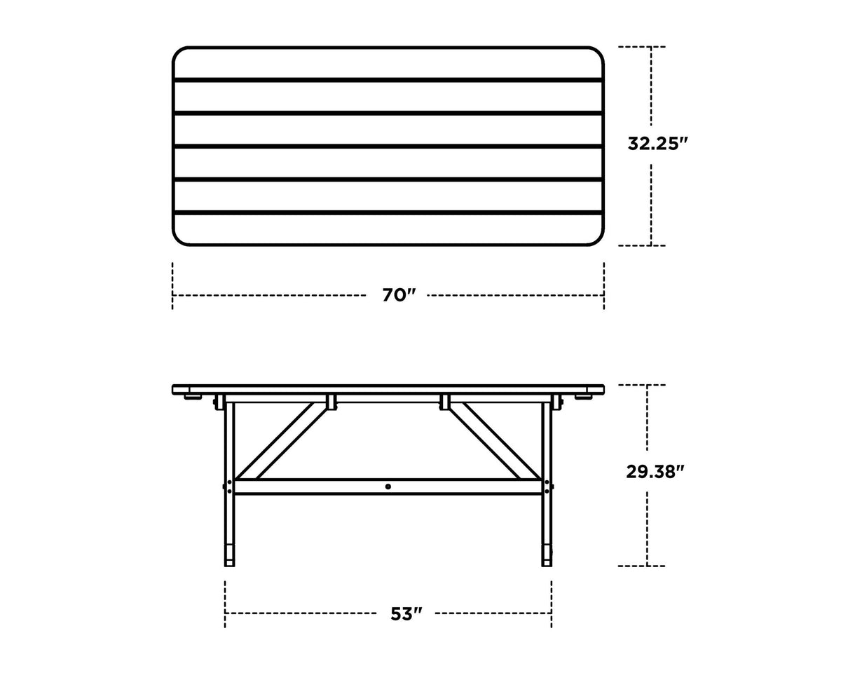 POLYWOOD Park 33" x 70" Harvester Picnic Table dimensions