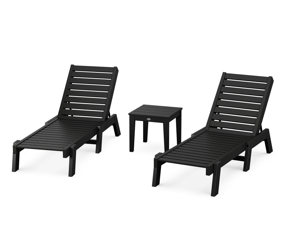 POLYWOOD Captain Chaise 3-Piece Set in Black