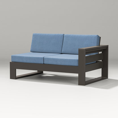 POLYWOOD Latitude Modular Right Arm Loveseat in Vintage Coffee / Sky Blue