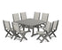 POLYWOOD Coastal Folding Side Chair 9-Piece Dining Set with Trestle Legs in Slate Grey / Birch
