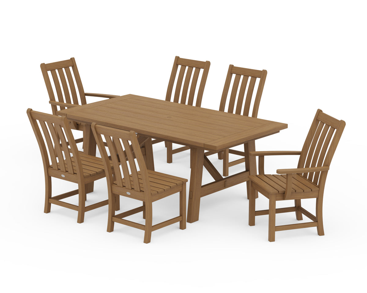 POLYWOOD Vineyard 7-Piece Rustic Farmhouse Dining Set in Natural