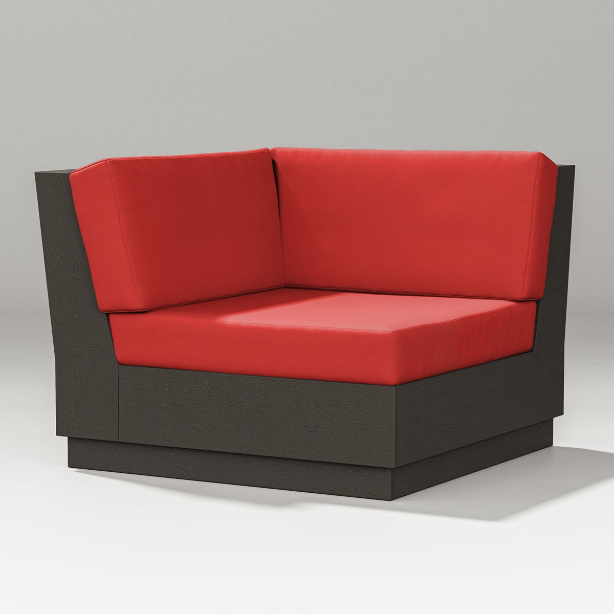 POLYWOOD Elevate Modular Corner Chair in Vintage Coffee / Crimson Linen