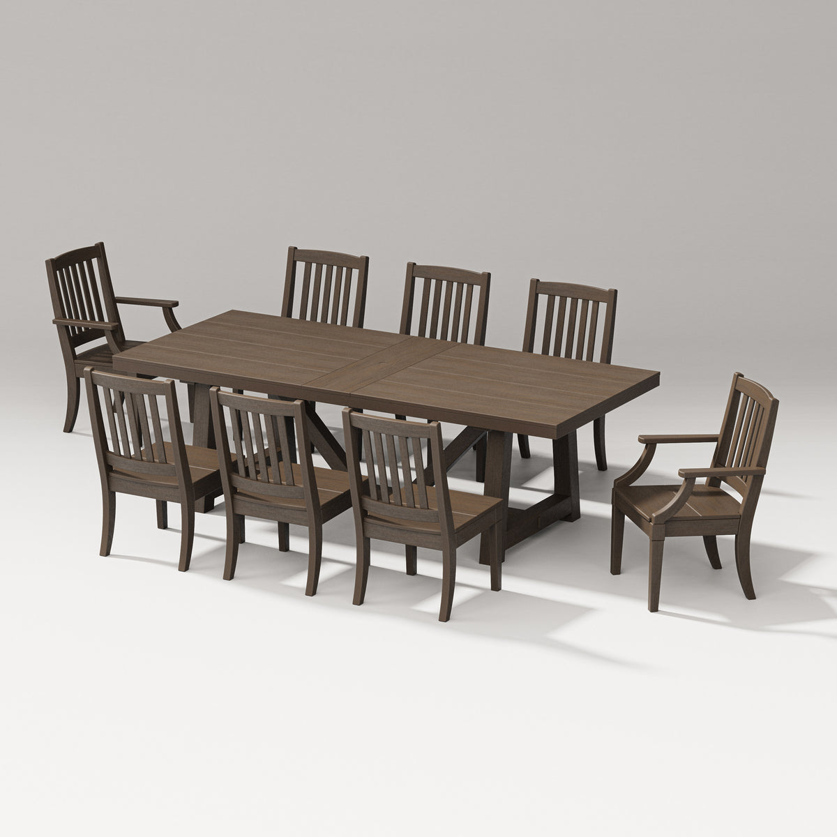 POLYWOOD Estate 9-Piece A-Frame Table Dining Set - 96" Table in Kona