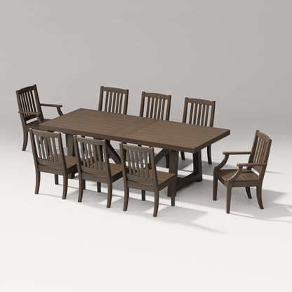 POLYWOOD Estate 9-Piece A-Frame Table Dining Set - 96" Table in Kona