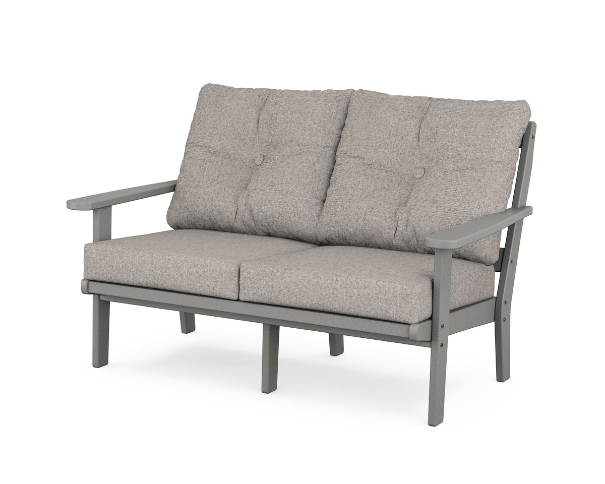 POLYWOOD Mission Deep Seating Loveseat in Slate Grey / Weathered Tweed