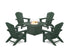 POLYWOOD 5-Piece Nautical Grand Adirondack Conversation Set with Fire Pit Table in Green