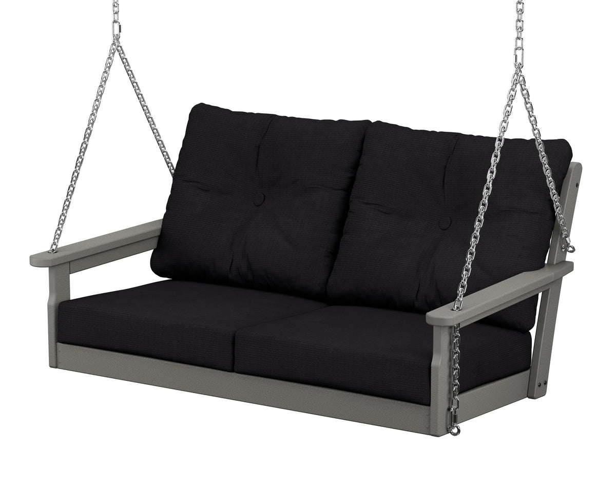 POLYWOOD Vineyard Deep Seating Swing in Slate Grey / Midnight Linen