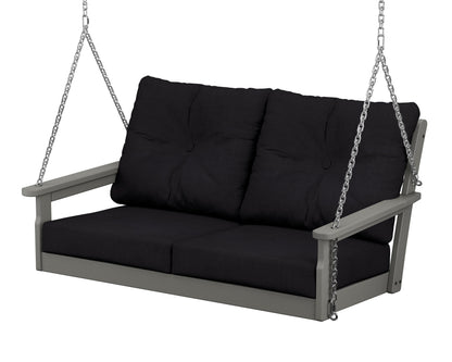POLYWOOD Vineyard Deep Seating Swing in Slate Grey / Midnight Linen