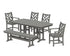 POLYWOOD Chippendale 6-Piece Dining Set with Bench - 37" x 72" Table in Slate Grey