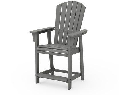 POLYWOOD Nautical Curveback Adirondack Counter Chair in Slate Grey