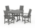 POLYWOOD Modern Adirondack 5-Piece Round Dining Set with Trestle Legs in Slate Grey
