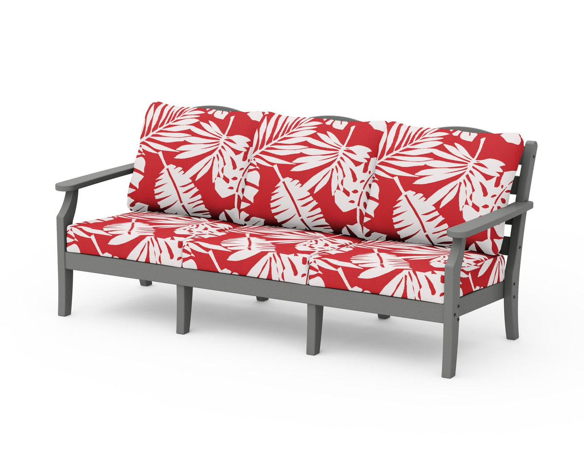 POLYWOOD Savannah Deep Seating Sofa in Slate Grey / Leaf Crimson