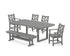 POLYWOOD Chippendale 6-Piece Dining Set with Bench - 39" x 78" Table in Slate Grey