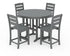 POLYWOOD Lakeside 5-Piece Farmhouse Round Side Chair Counter Set in Slate Grey
