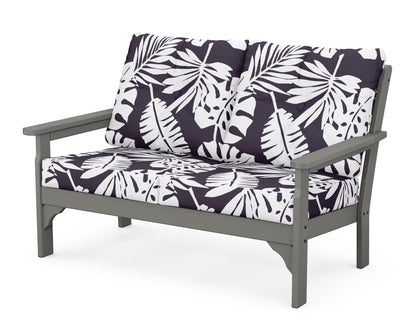 POLYWOOD Vineyard Deep Seating Loveseat in Slate Grey / Leaf Navy