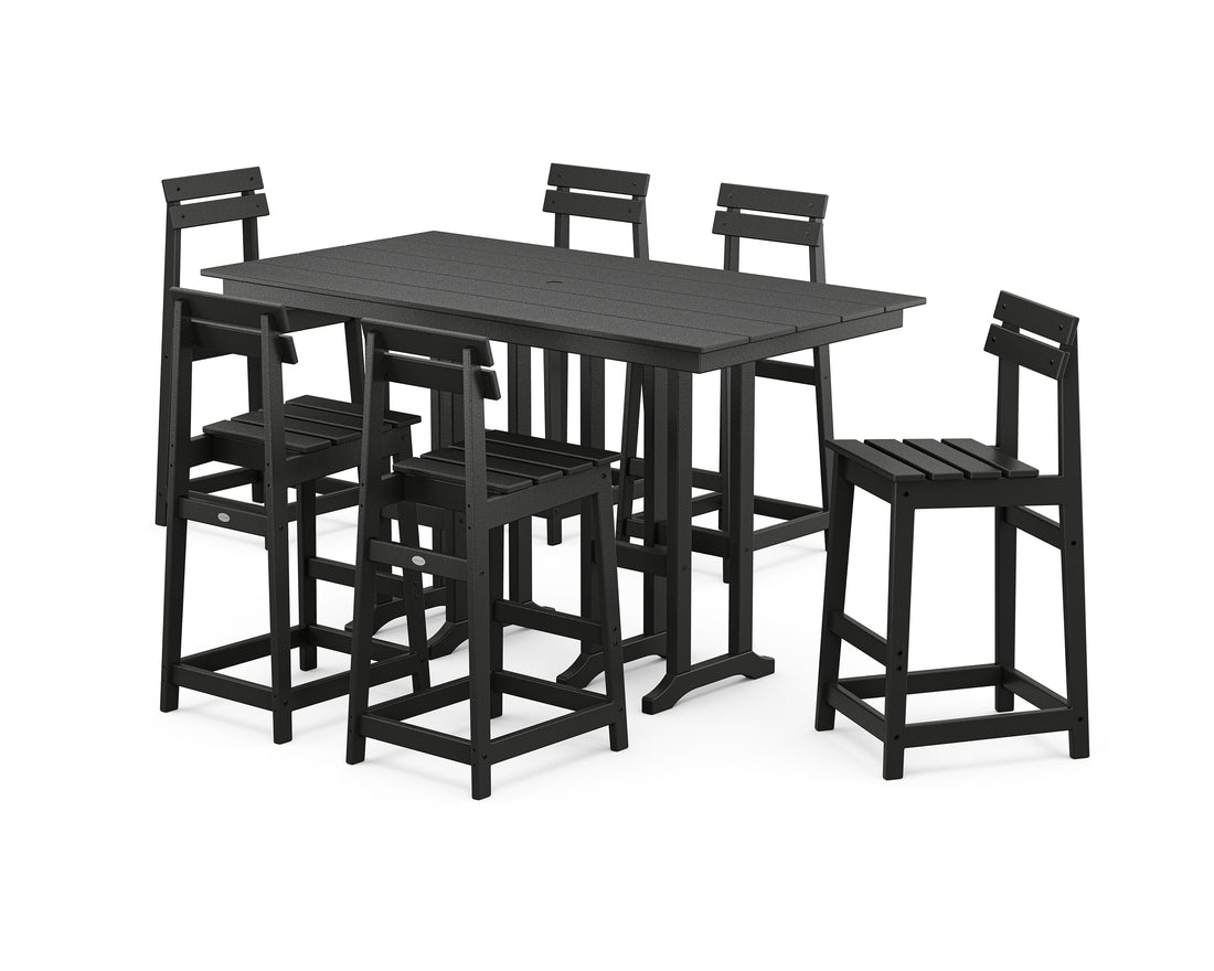 POLYWOOD Modern Studio Plaza Bar Chair 7-Piece Set in Black
