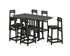 POLYWOOD Modern Studio Plaza Bar Chair 7-Piece Set in Black