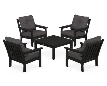 POLYWOOD Vineyard 5-Piece Deep Seating Conversation Set in Black / Ash Charcoal