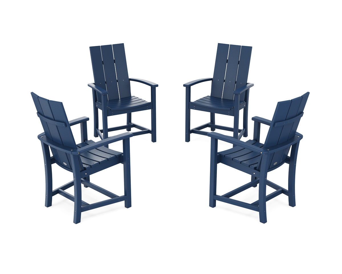POLYWOOD Modern 4-Piece Upright Adirondack Conversation Set in Navy