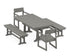POLYWOOD EDGE 5-Piece Farmhouse Dining Set with Trestle Legs (Farmhouse Trestle 37" x 72" Table) in Slate Grey