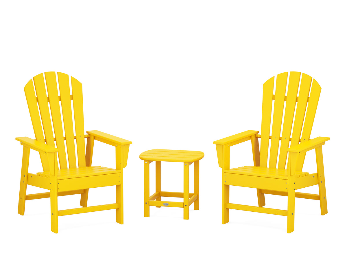 POLYWOOD South Beach Casual Chair 3-Piece Set with 18" South Beach Side Table in Lemon