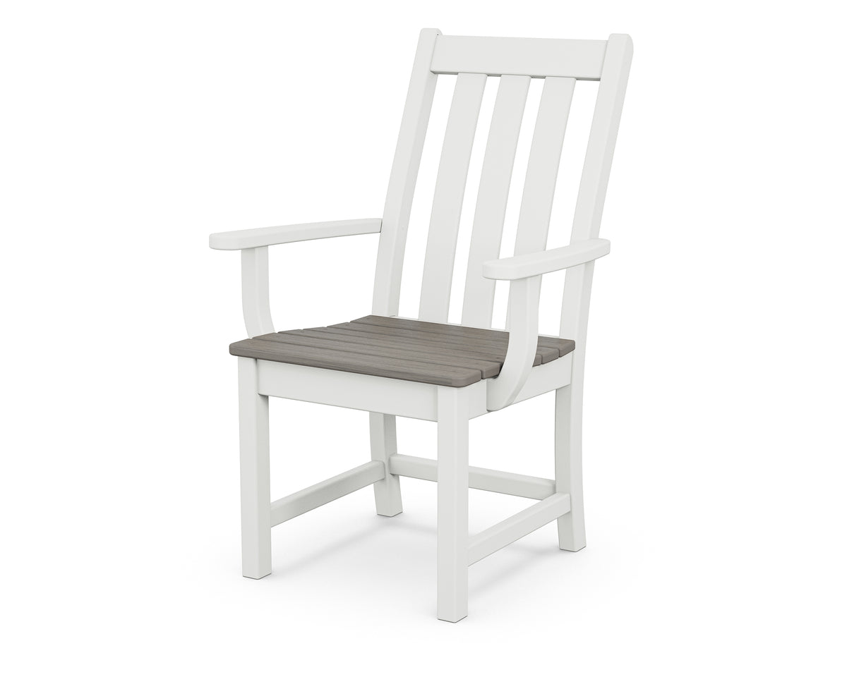 POLYWOOD Vineyard Dining Arm Chair in White / Driftwood