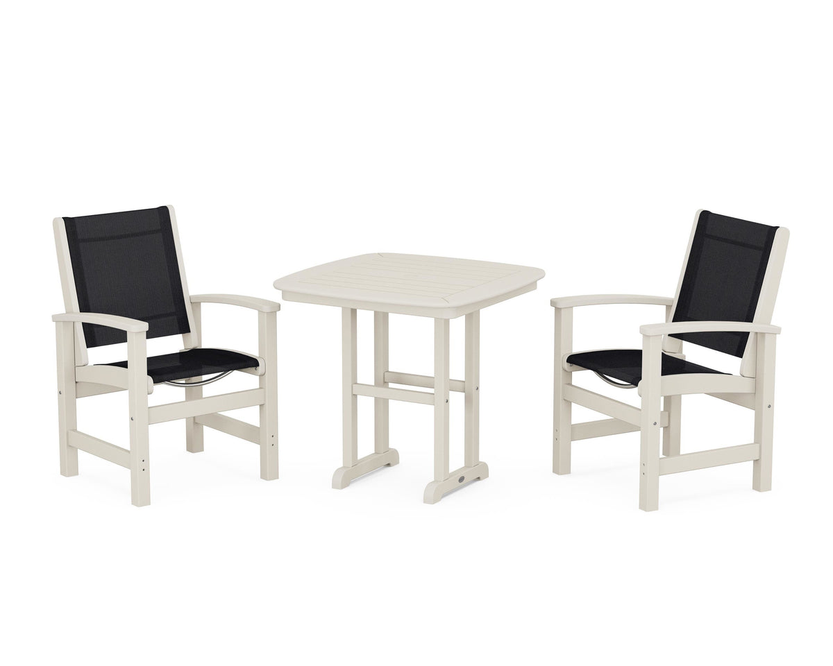 POLYWOOD Coastal 3-Piece Dining Set in Sand / Black