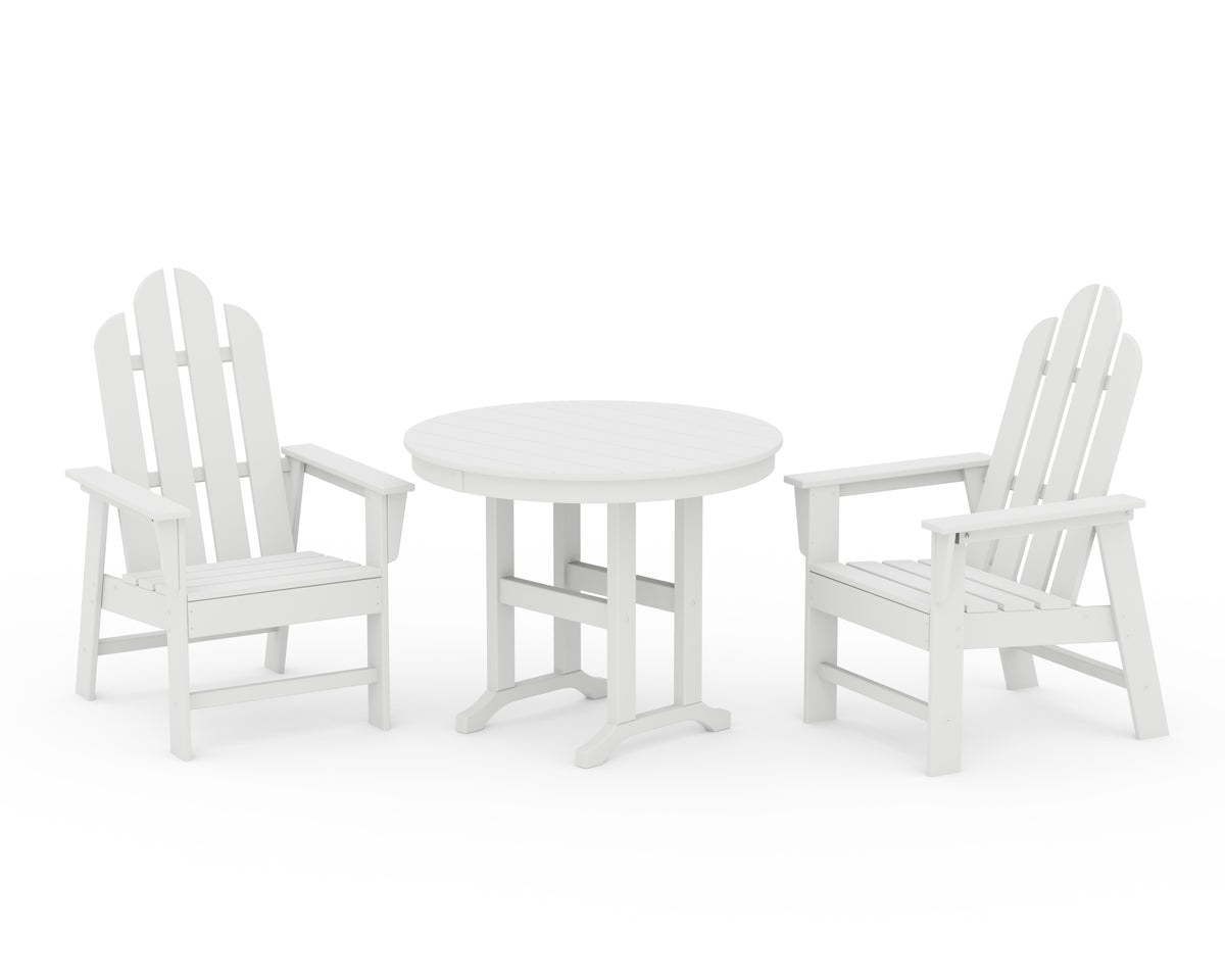 POLYWOOD Long Island 3-Piece Round Dining Set in White