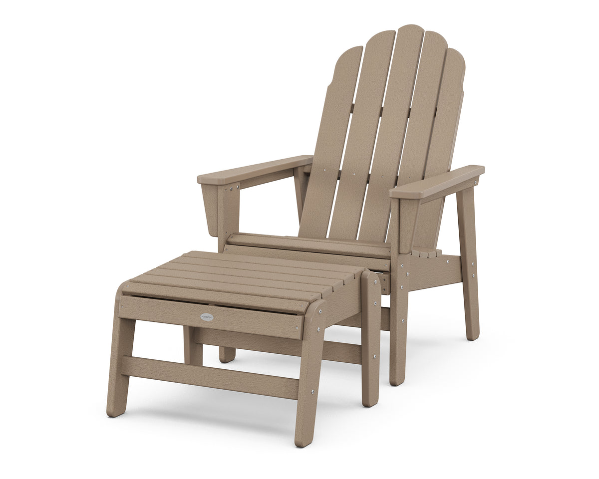 POLYWOOD Vineyard Grand Upright Adirondack Chair with Ottoman in Vintage Sahara