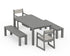 POLYWOOD EDGE Sling Arm Chair 5-Piece Parsons Dining Set with Benches in Slate Grey / Birch