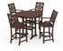 POLYWOOD Country Living Wovendale 5-Piece Round Bar Set in Mahogany