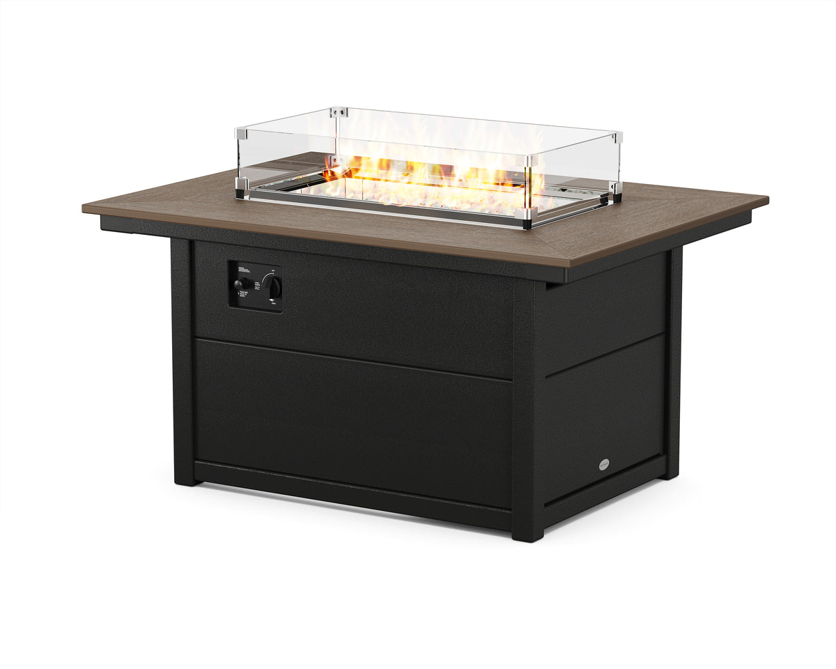 POLYWOOD Rectangle 34"x46" Fire Pit Table in Black / Kona
