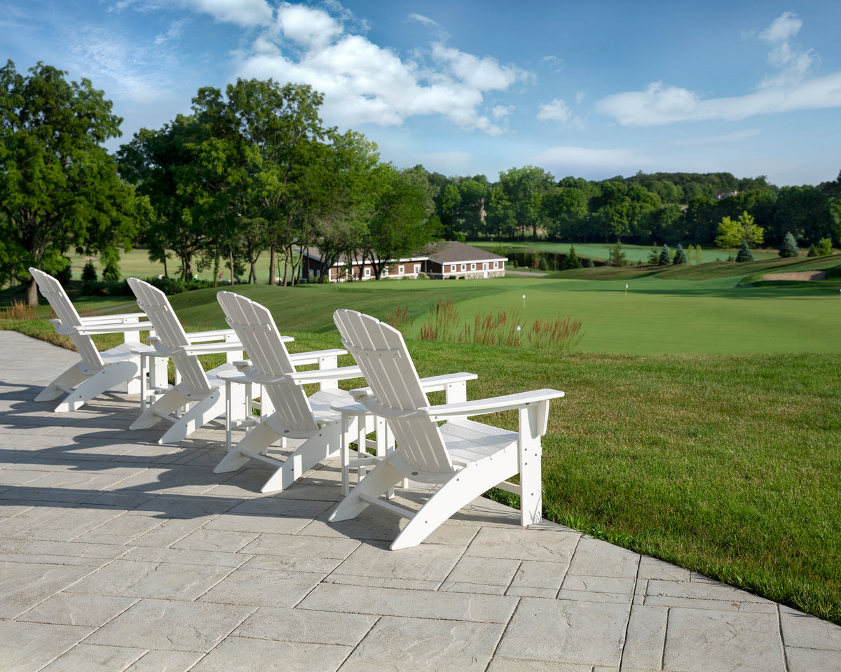POLYWOOD Nautical Curveback Adirondack Chair in White styled outdoors