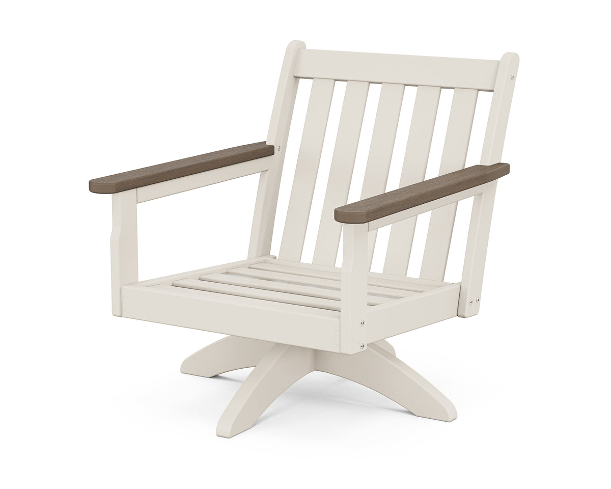POLYWOOD Vineyard Deep Seating Swivel Chair Frame in Sand / Kona