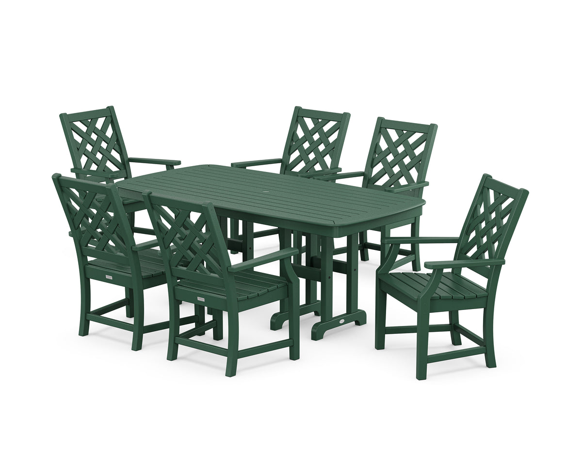 POLYWOOD Wovendale Arm Chair 7-Piece Dining Set in Green