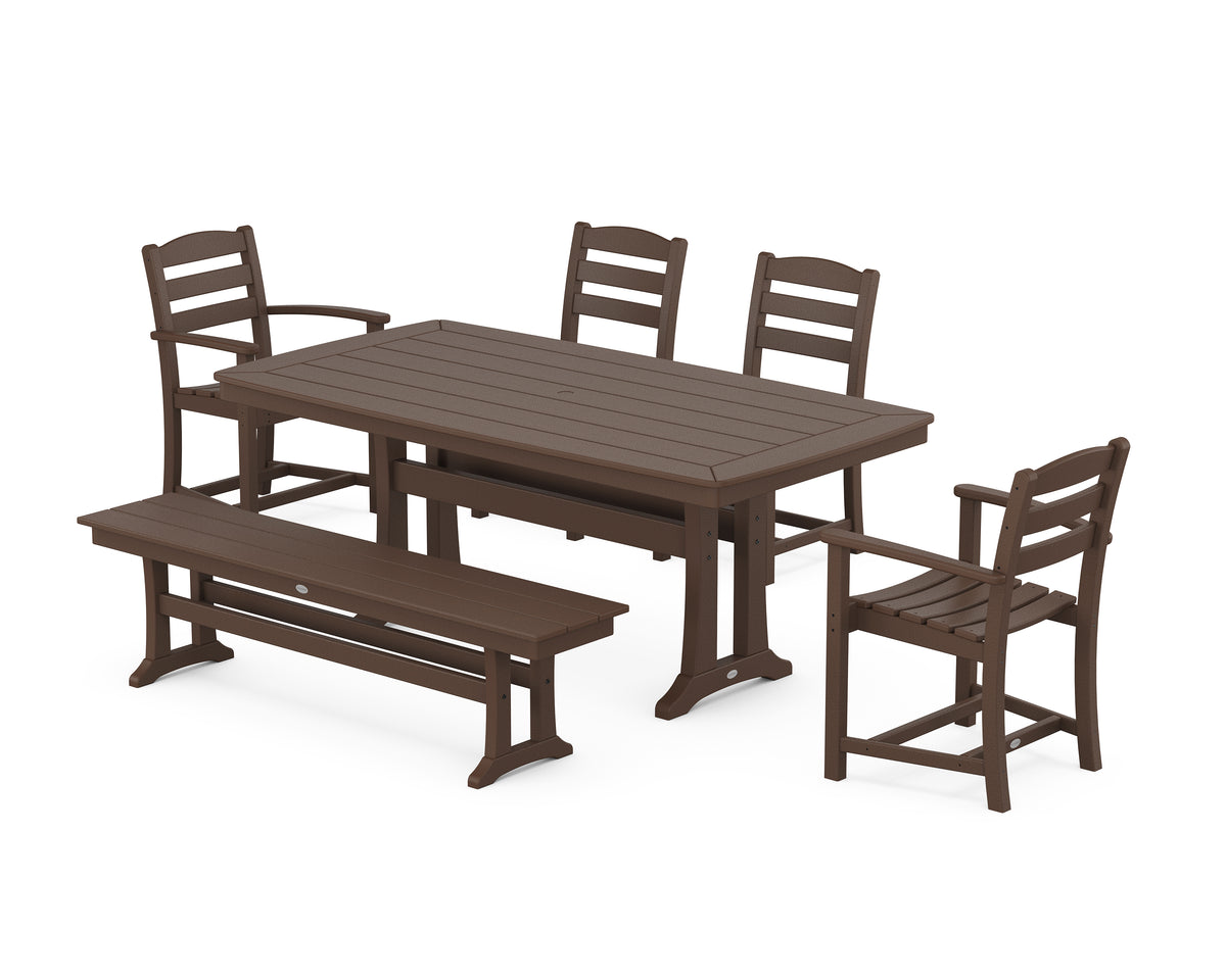 POLYWOOD La Casa Café 6-Piece Dining Set with Trestle Legs in Mahogany