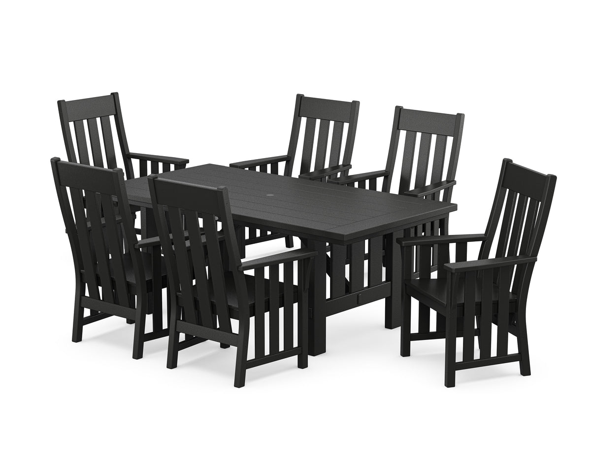 POLYWOOD Acadia Arm Chair 7-Piece Dining Set in Black