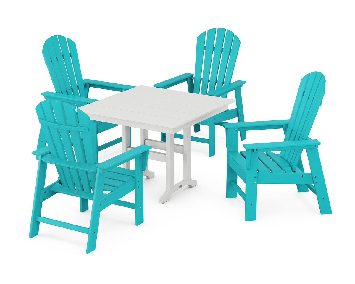 POLYWOOD South Beach 5-Piece Farmhouse Dining Set in Aruba / White