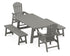 POLYWOOD South Beach 5-Piece Rustic Farmhouse Dining Set with Benches in Slate Grey
