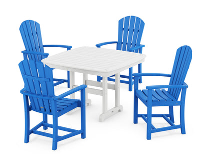 POLYWOOD Palm Coast 5-Piece Dining Set with Trestle Legs - 44" Table in Pacific Blue / White